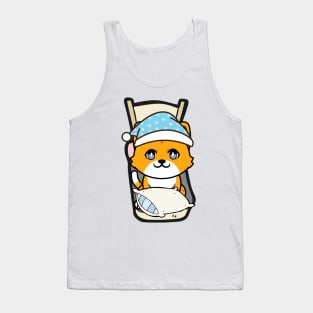 Cute orange cat is going to bed Tank Top